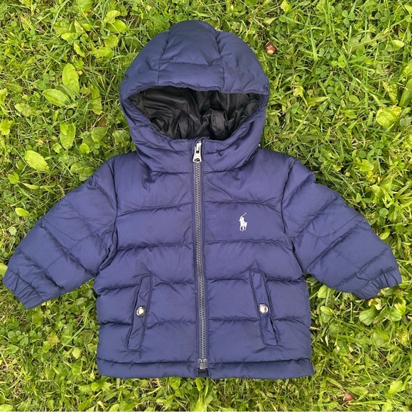 Polo Ralph Lauren Navy Blue Hooded Puffer Coat Infant Boys 9 Months - Picture 7 of 7